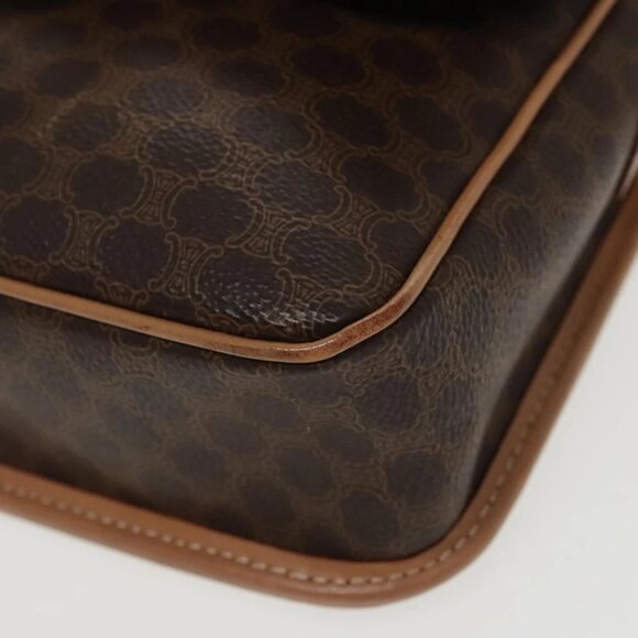 CELINE Macadam Canvas Circle Shoulder Bag PVC Leather Brown Gold - Picture 9 of 16